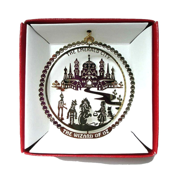 Wizard of Oz Emerald City Ornament Brass Movie Scene Dorothy Toto Lion Scarecrow - Picture 1 of 6